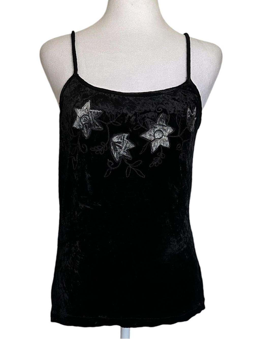 NWT Vintage Rene Derhy Women’s Cami Tank Top Velvet Sleeveless Small Whimsigoth